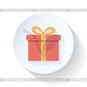 Red gift box flat icon - vector clip art