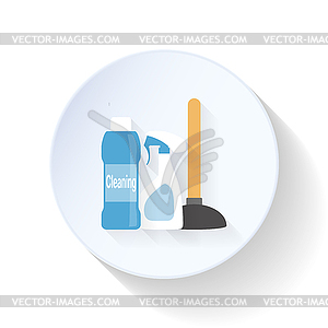 Cleaning accessories flat icon - vector EPS clipart