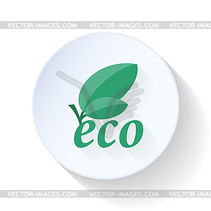 Eco flat icon with leaf - vector image