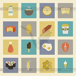 Food flat icons set - stock vector clipart