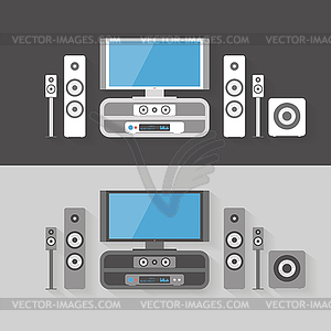 Modern Home Cinema Entertainment with two color kits - royalty-free vector image