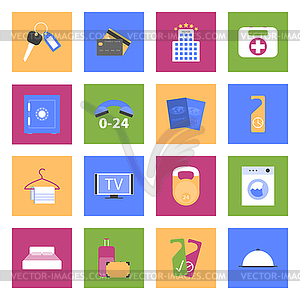 Hotel flat icons set - vector image