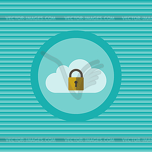 Cloud security flat icon - vector clipart