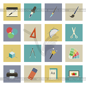 Graphic and design flat icons set - vector clip art