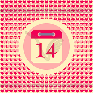 Calendar date February 14 Valentine`s day - vector EPS clipart