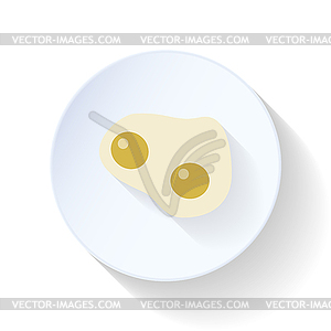 Яичница с плоским значок - векторное изображение клипарта