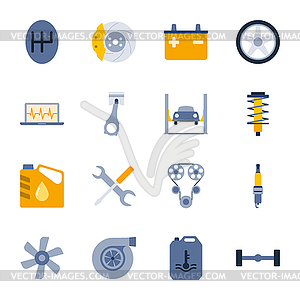 Car service flat icons set - vector clipart