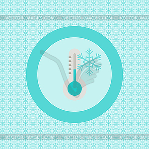 Termometer with snowflake flat icon - vector EPS clipart