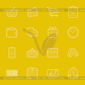 Shopping thin lines icons set - vector clipart