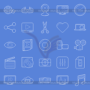 Video thin lines icons set - vector image