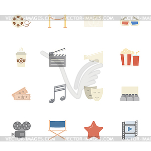 Cinema flat icons set - vector image