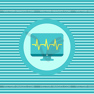 Monitor cardiogram color flat icon - vector clip art
