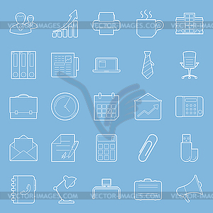Office and marketing thin lines icons set - vector clipart
