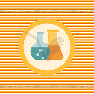 Flasks with scientific experiments color flat icon - vector image