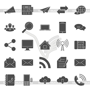 Comunication and web silhouettes icons set - vector clipart