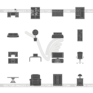 Furniture silhouettes icon set - vector clip art