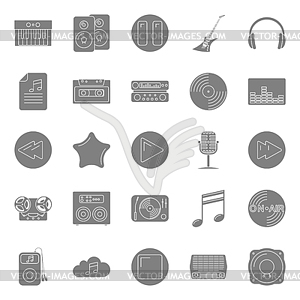 Music and audio silhouettes icons set - vector clip art