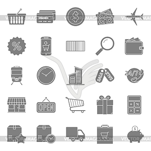 Sales and shopping silhouettes icons set - vector clip art