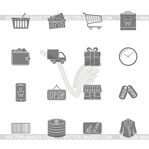 Shopping silhouettes icons set - vector clipart