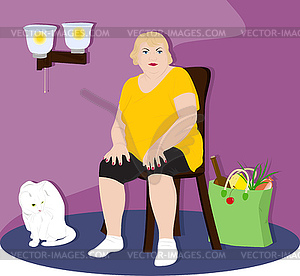 Fat woman sitting on chair - vector clipart