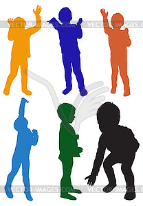 Silhouettes of children - vector image