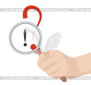 Hand holding magnifying glass - vector image