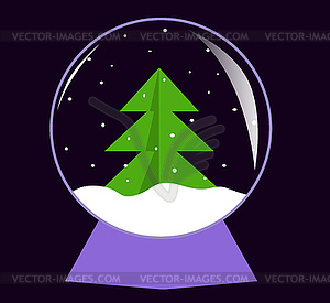 Glass ball with Christmas tree - vector clip art