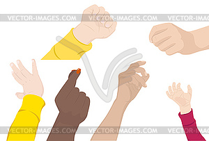 Hands of children and adults - vector clip art