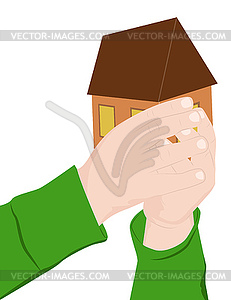 Child holds house - vector clipart
