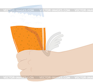 Glass of beer in hand - vector clipart