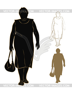 Силуэт толстая женщина - векторное изображение EPS