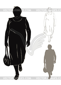 Silhouette of fat woman - vector image