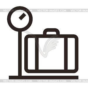 Luggage on weigh scales icon - vector image