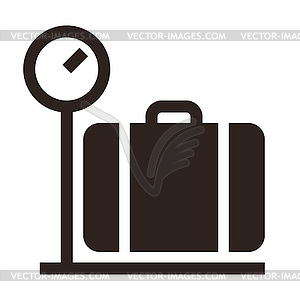 Luggage on weigh scales icon - vector clipart