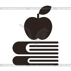Apple on books - Education symbol - vector clipart