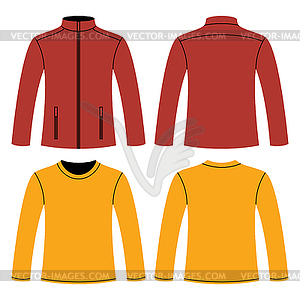 Jacket and Long-sleeved T-shirt template - vector image