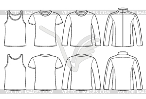 Singlet, T-shirt, Long-sleeved T-shirt and Jacket - vector clip art