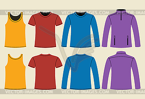 Singlet, T-shirt, Long-sleeved T-shirt and Jacket - vector clipart