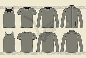 Singlet, T-shirt, Long-sleeved T-shirt and Jacket - vector image