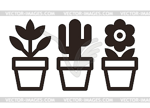 Set of flowers in pots - vector clipart