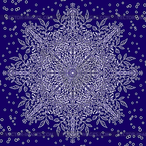 Floral lace snowflake with winter motiv - vector clip art