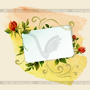 Aquarelle frame with roses - vector clip art