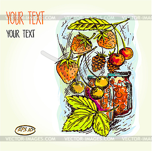 Stylized image сanning jars with jam, compote.  - vector EPS clipart