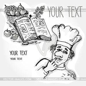 Set for design -Images cookbook and chef - vector image