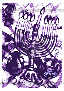 Jewish holiday of Hanukkah - vector image