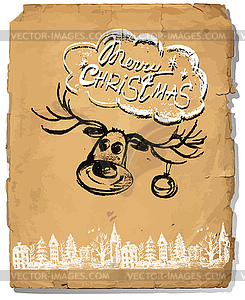 Retro Vintage congratulation Christmas Greeting Card - vector clipart