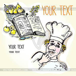 Set for design -Images cookbook and chef - vector clip art