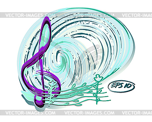 Music background with treble clef - - vector clipart