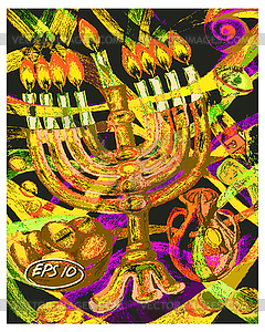 Jewish holiday of Hanukkah - vector image