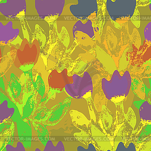 Seamless pattern watercolor bouquet tulips - vector clip art